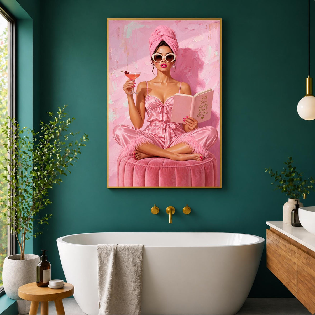 Pink Self-Love Fashion Illustration Print | Glam Bedroom Decor