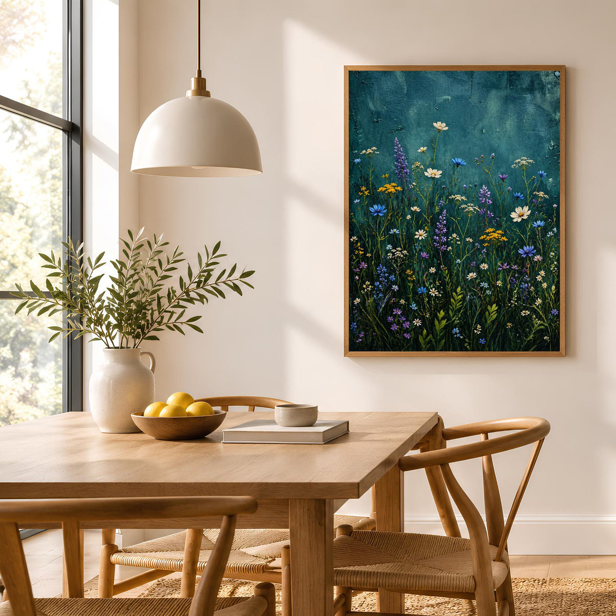 Moody Meadow Wildflower Print | Blue Floral Cottagecore Art