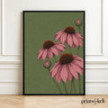 Echinacea Purple Coneflower Art Print | Vintage Botanical Wall Art