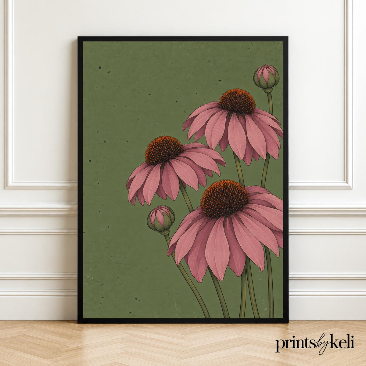 Echinacea Purple Coneflower Art Print | Vintage Botanical Wall Art