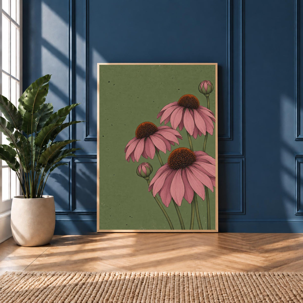 Echinacea Purple Coneflower Art Print | Vintage Botanical Wall Art