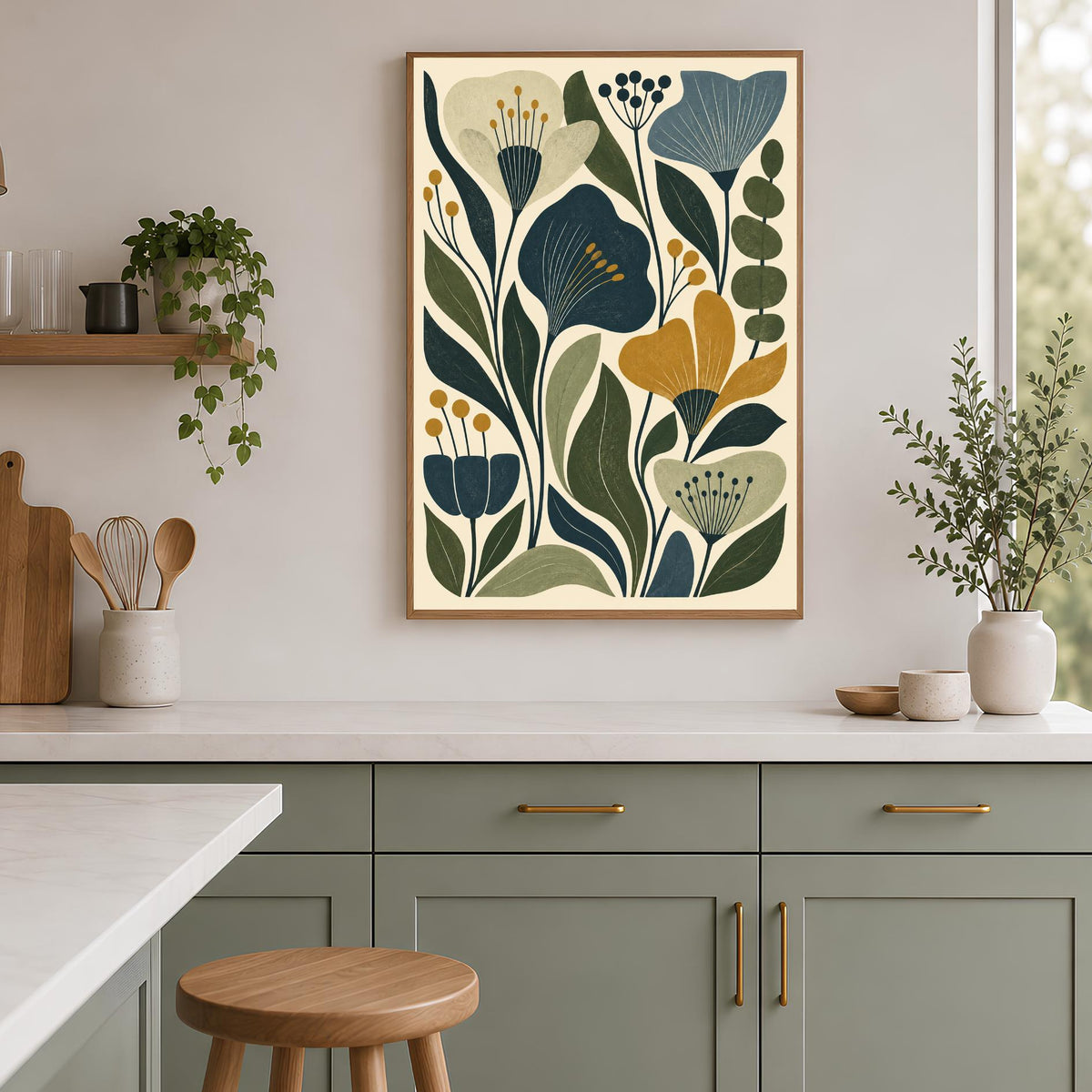 Botanical Art Print | Mid Century Modern Wall Art | Abstract Floral Poster