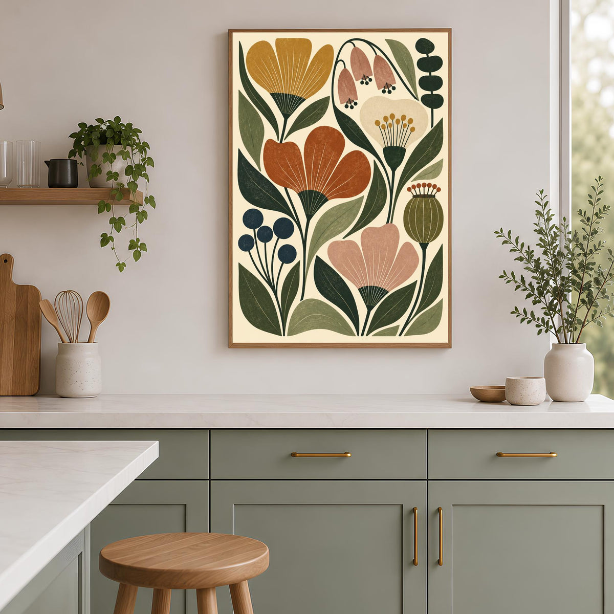 Botanical Wall Art Print | Abstract Floral Art | Vintage Botanical Poster