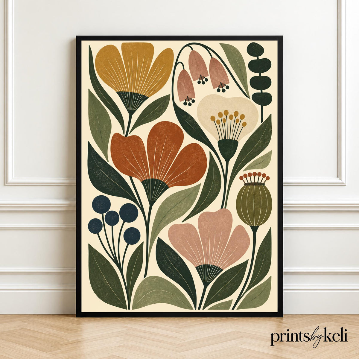 Botanical Wall Art Print | Abstract Floral Art | Vintage Botanical Poster