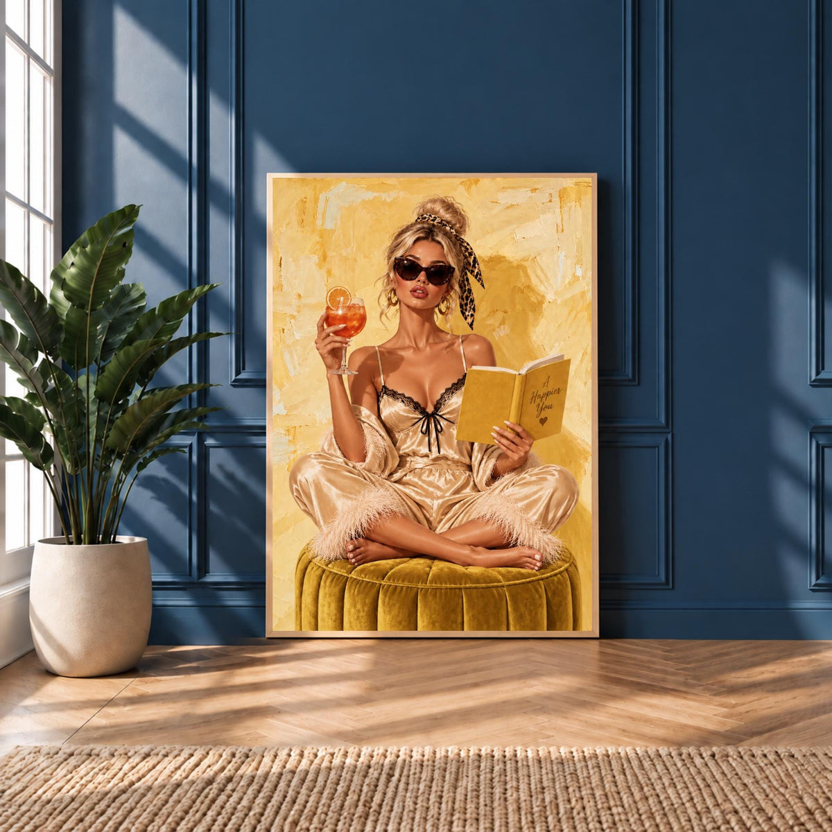 1950s Yellow Art Print | Retro Glamour Woman | Vintage Pin Up Wall Art