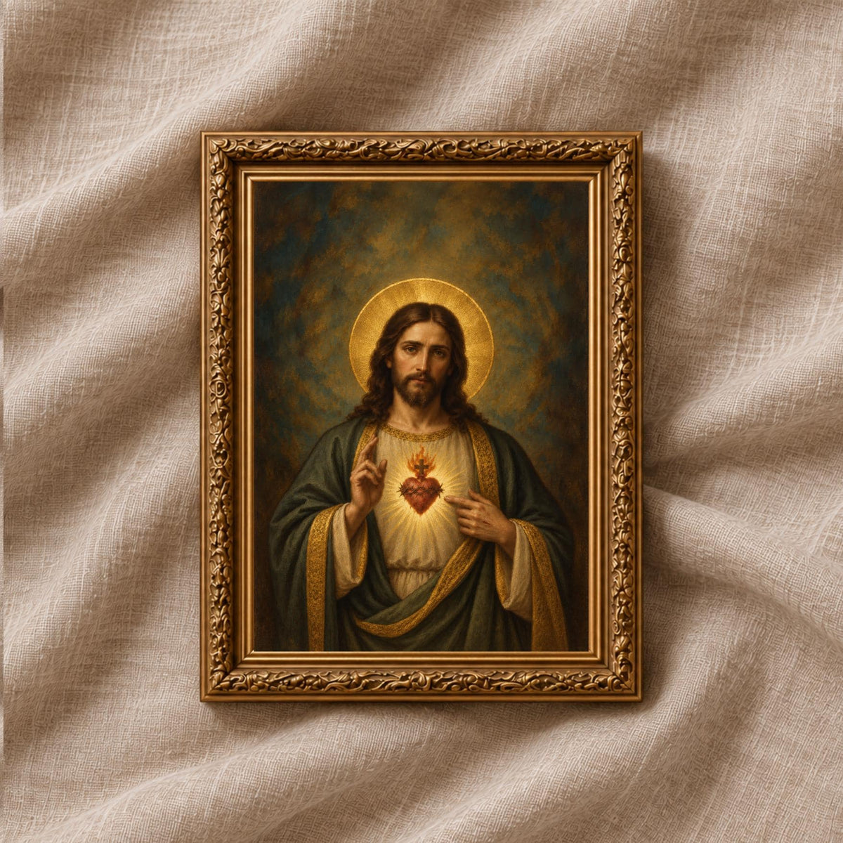 Sacred Heart of Jesus Wall Art | Christian Religious Print | Catholic Home Decor | Light of Compassion Artwork