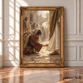 Jesus Healing Art Print | Christian Wall Art | Biblical Jesus Painting | Woman Touching Jesus Robe | Faith Decor | Religious Gift