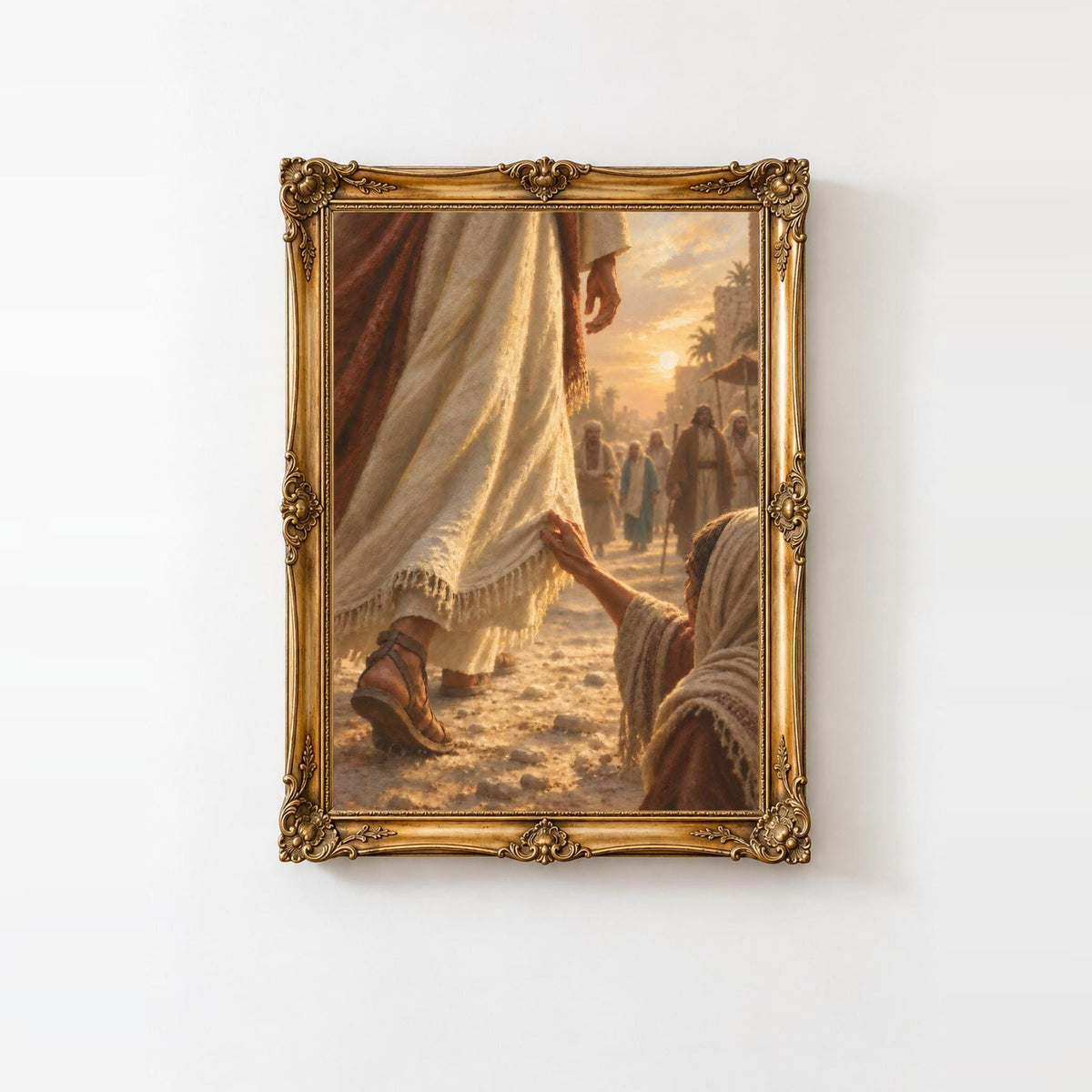 Jesus Art Print | Woman Touching His Robe | Christian Wall Art | Biblical Painting | Religious Decor | Faith Gift
