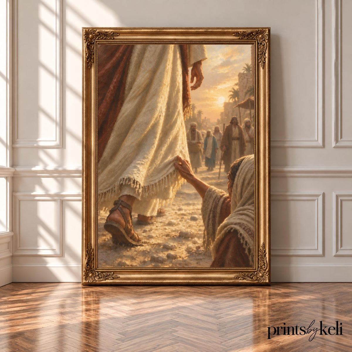 Jesus Art Print | Woman Touching His Robe | Christian Wall Art | Biblical Painting | Religious Decor | Faith Gift