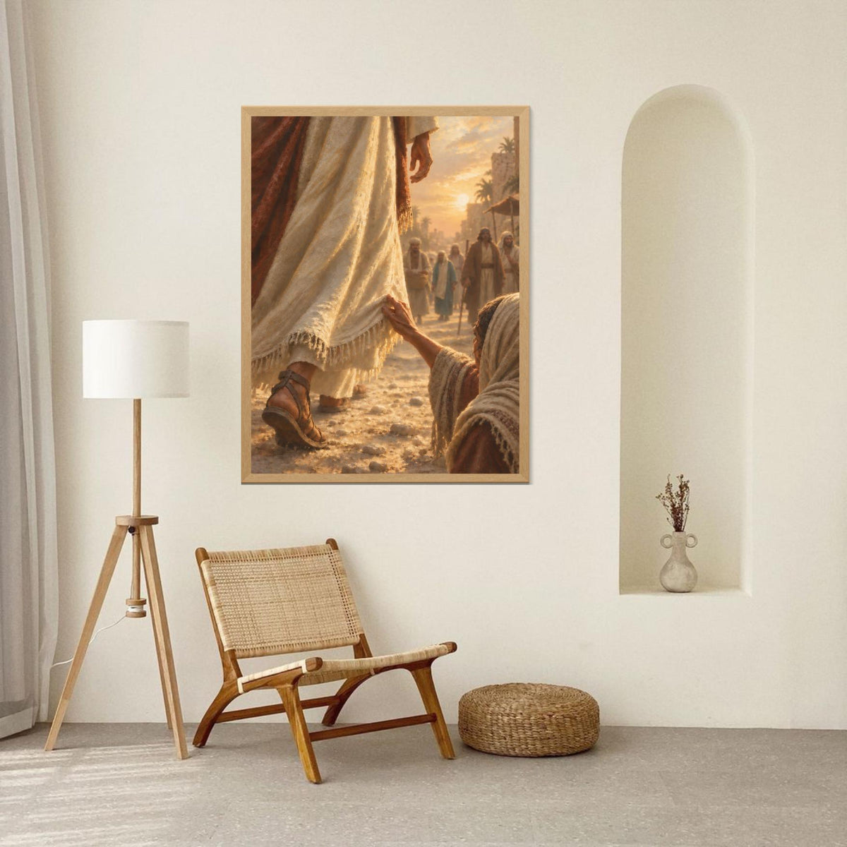 Jesus Art Print | Woman Touching His Robe | Christian Wall Art | Biblical Painting | Religious Decor | Faith Gift