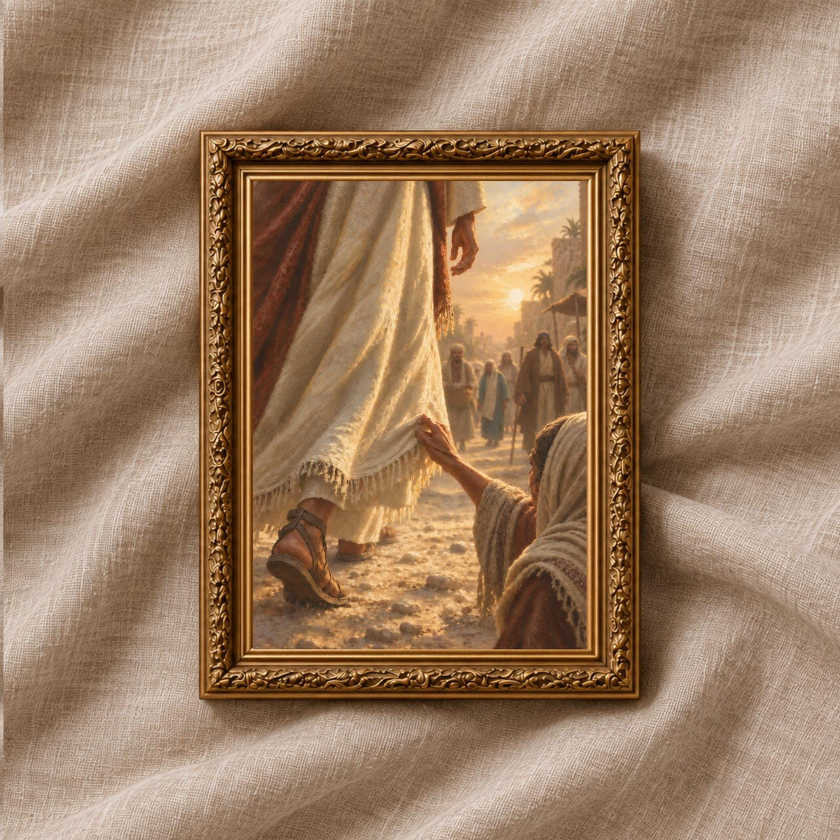 Jesus Art Print | Woman Touching His Robe | Christian Wall Art | Biblical Painting | Religious Decor | Faith Gift