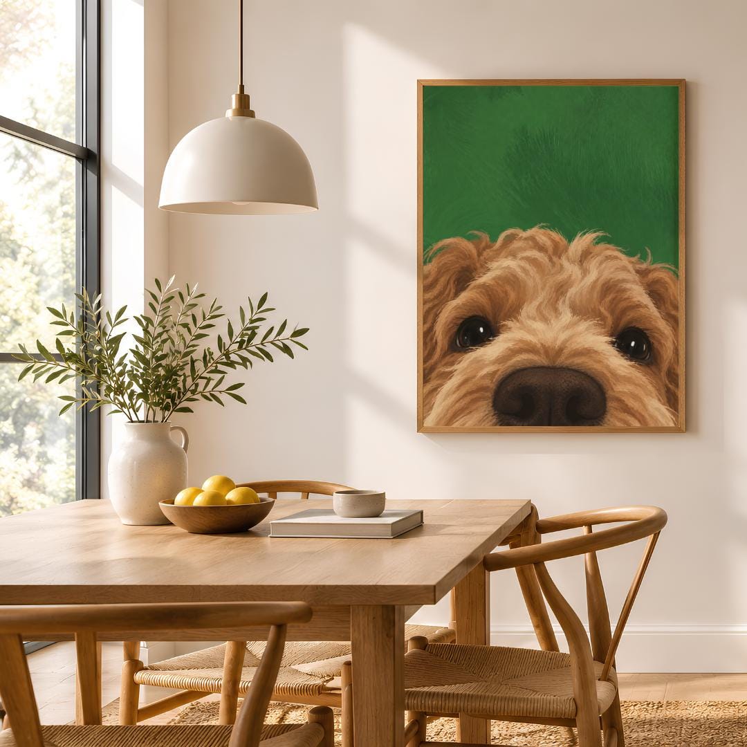 Brown Cockapoo Portrait Print | Textured Brushwork Dog Art