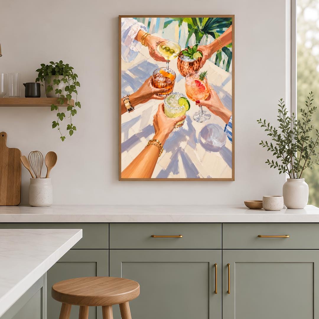 Colorful Cocktail Art Print | Summer Drinks Illustration