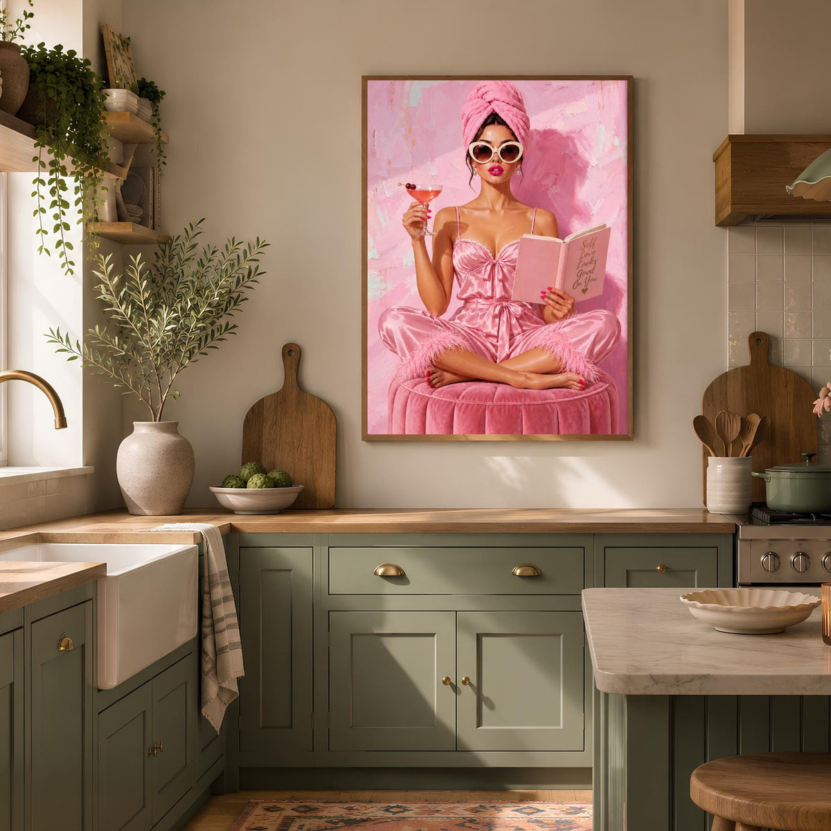 Pink Self-Love Fashion Illustration Print | Glam Bedroom Decor