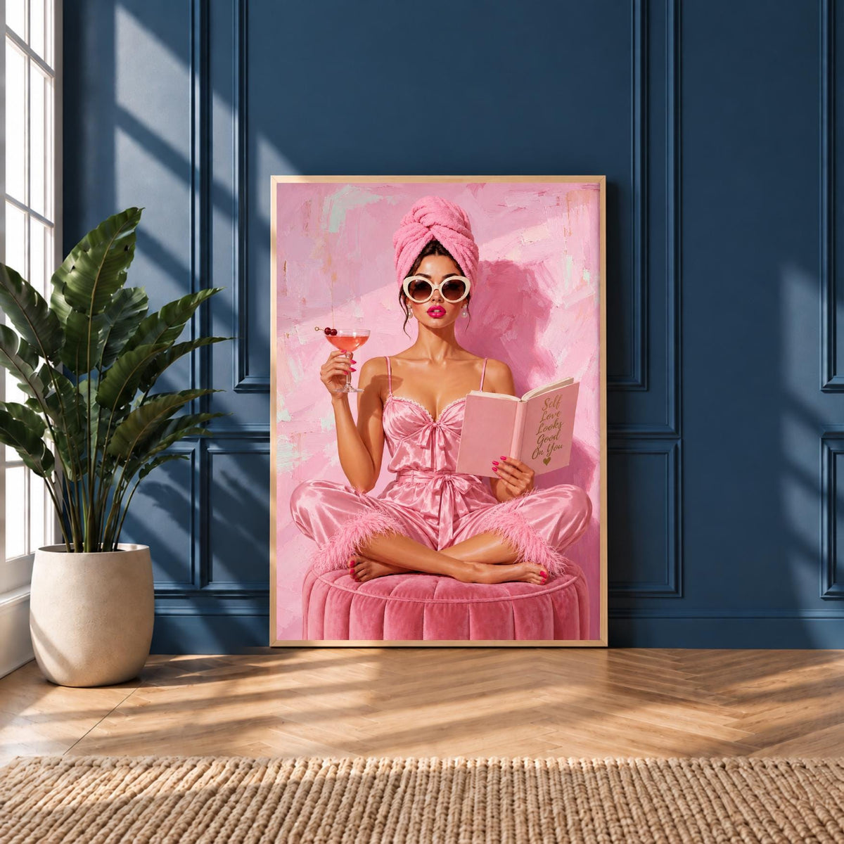 Pink Self-Love Fashion Illustration Print | Glam Bedroom Decor