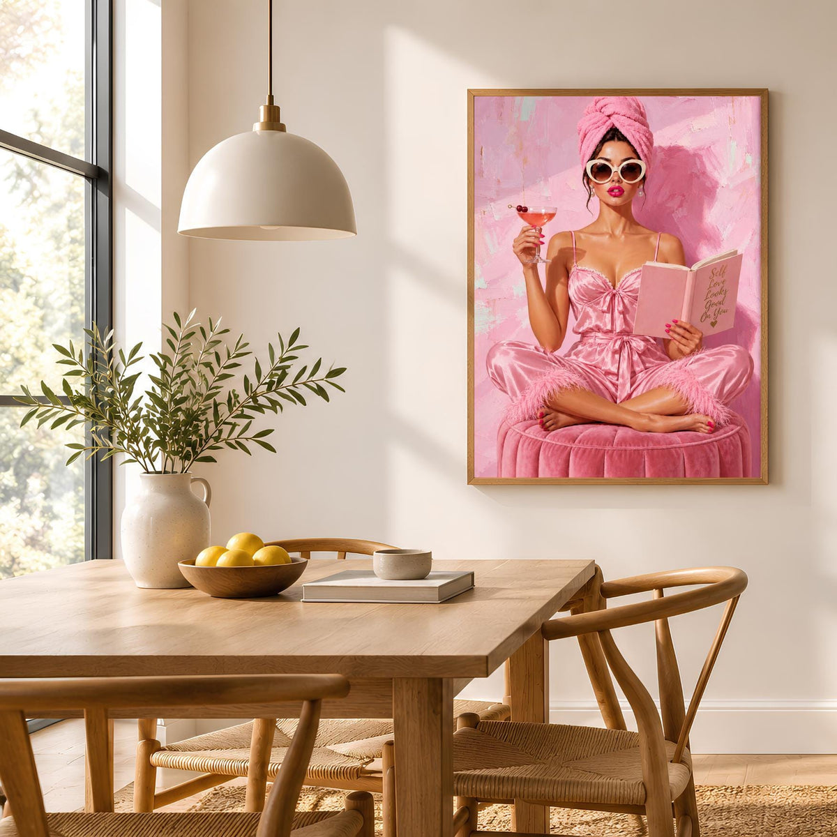 Pink Self-Love Fashion Illustration Print | Glam Bedroom Decor