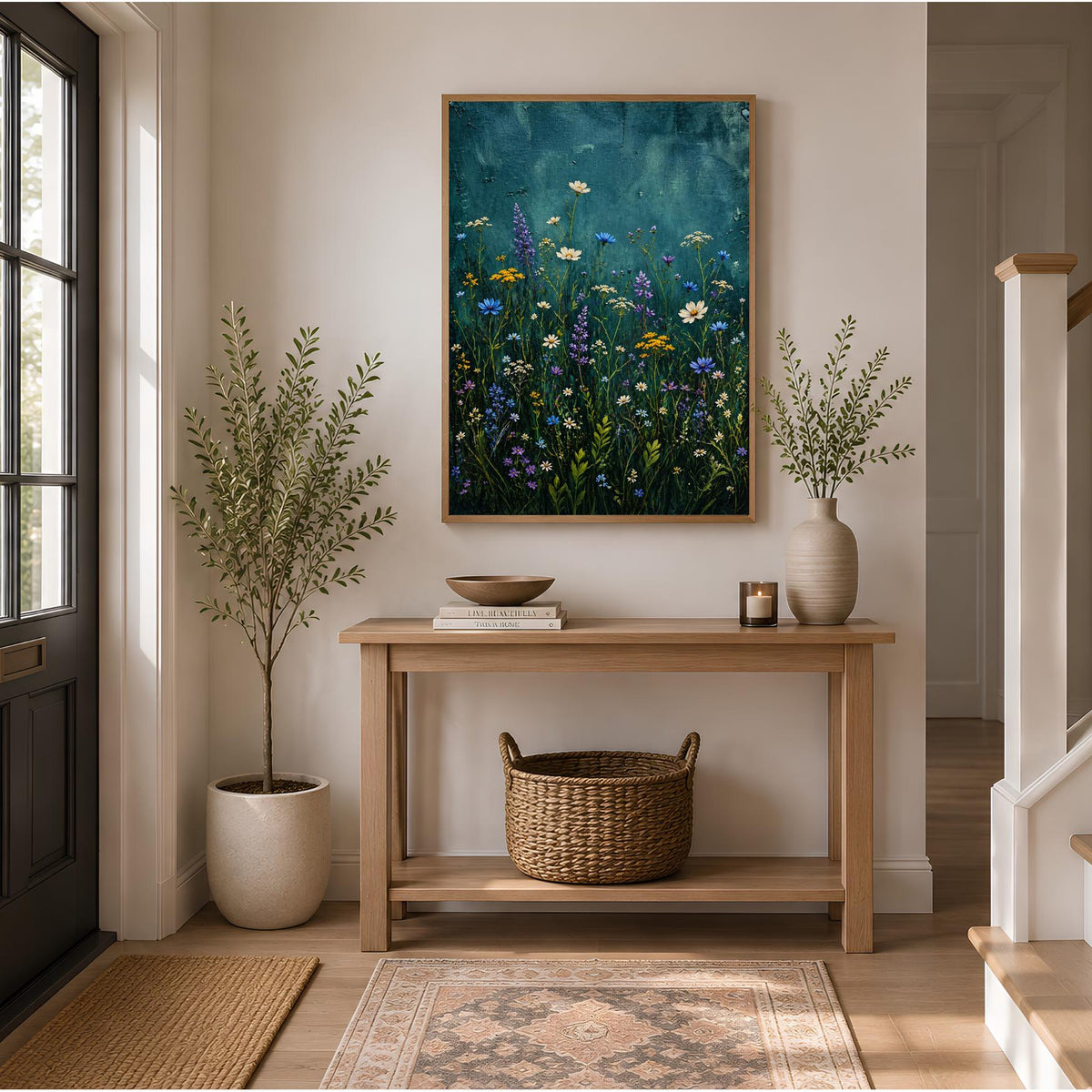 Moody Meadow Wildflower Print | Blue Floral Cottagecore Art