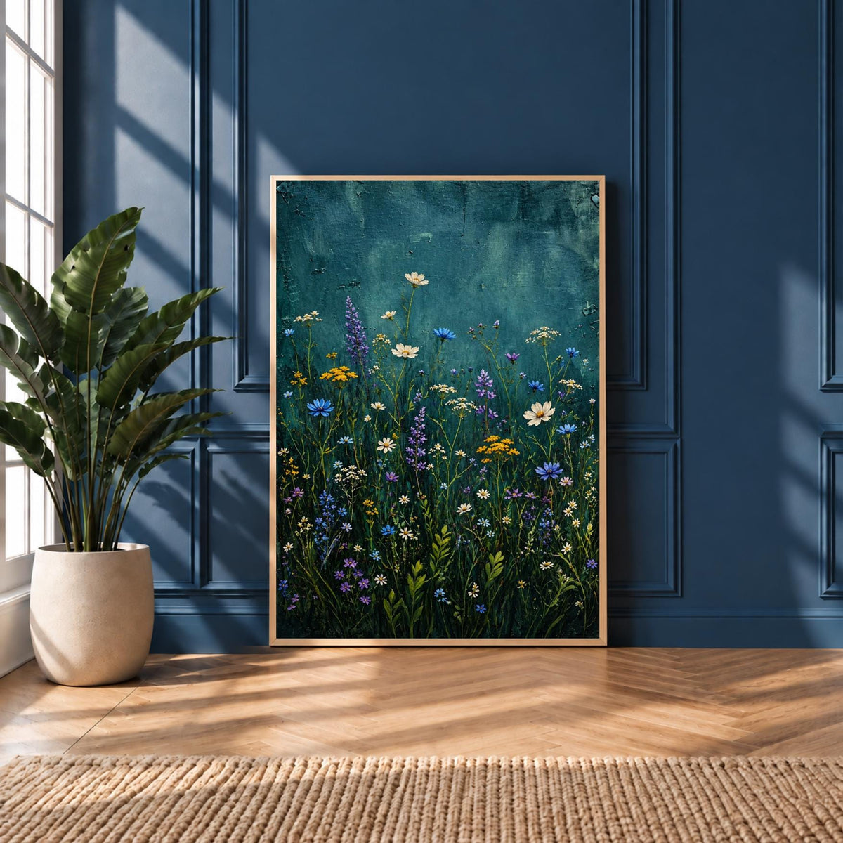 Moody Meadow Wildflower Print | Blue Floral Cottagecore Art