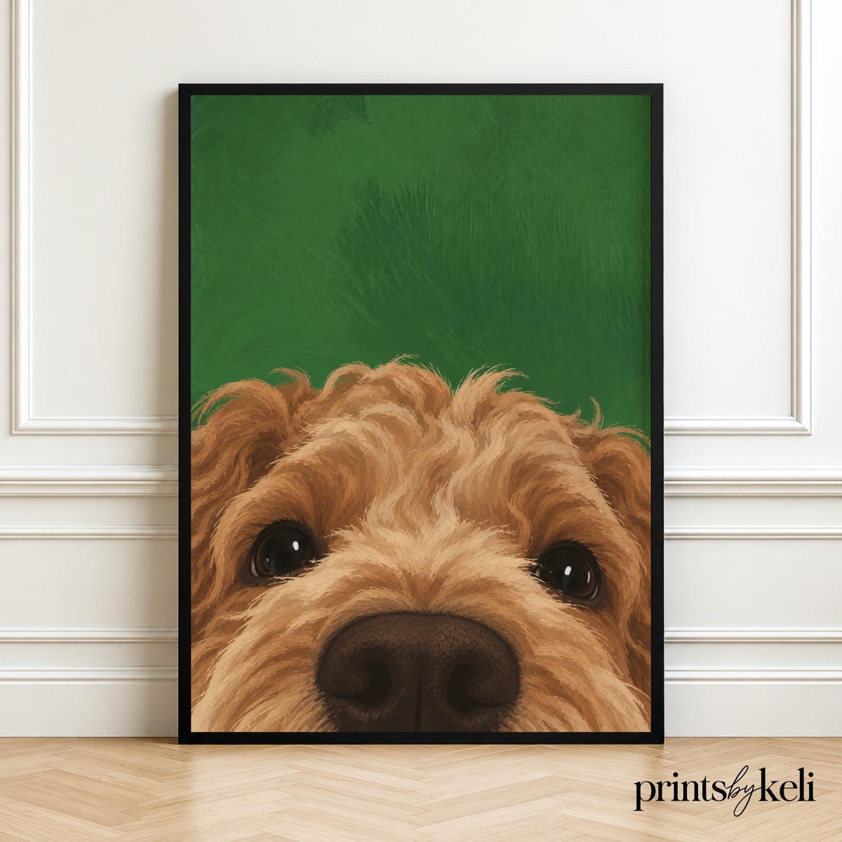 Brown Cockapoo Portrait Print | Textured Brushwork Dog Art