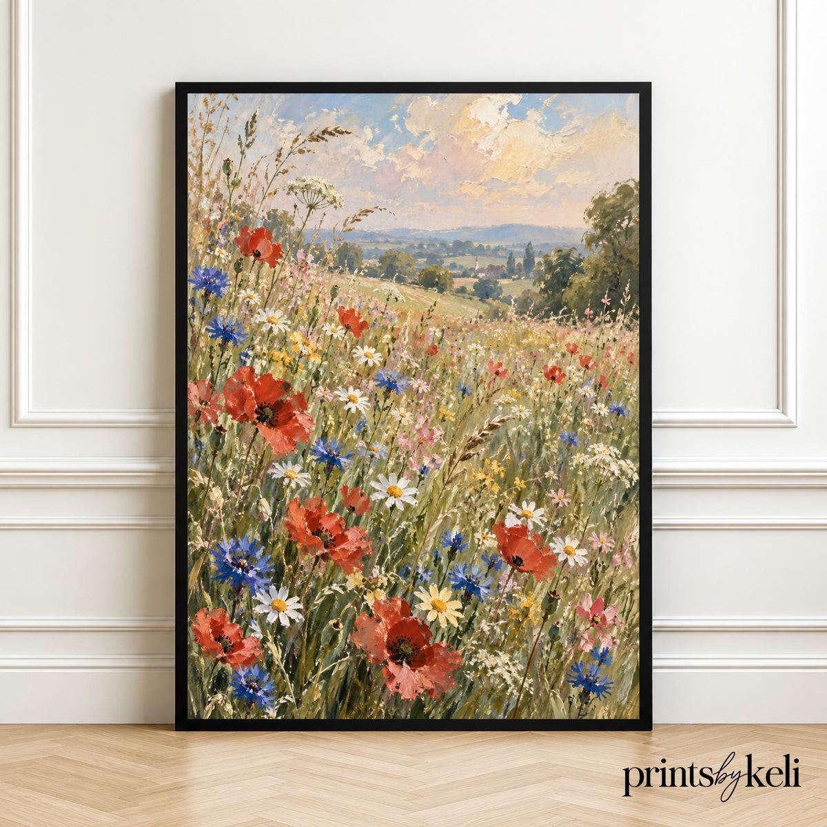 Cottagecore Wildflower Meadow Print | Poppies, Cornflowers, Daisies