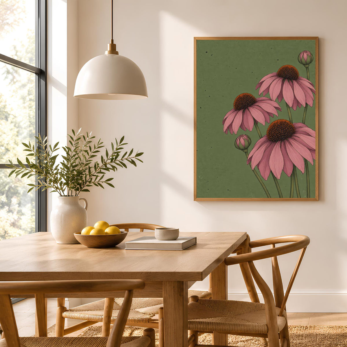 Echinacea Purple Coneflower Art Print | Vintage Botanical Wall Art