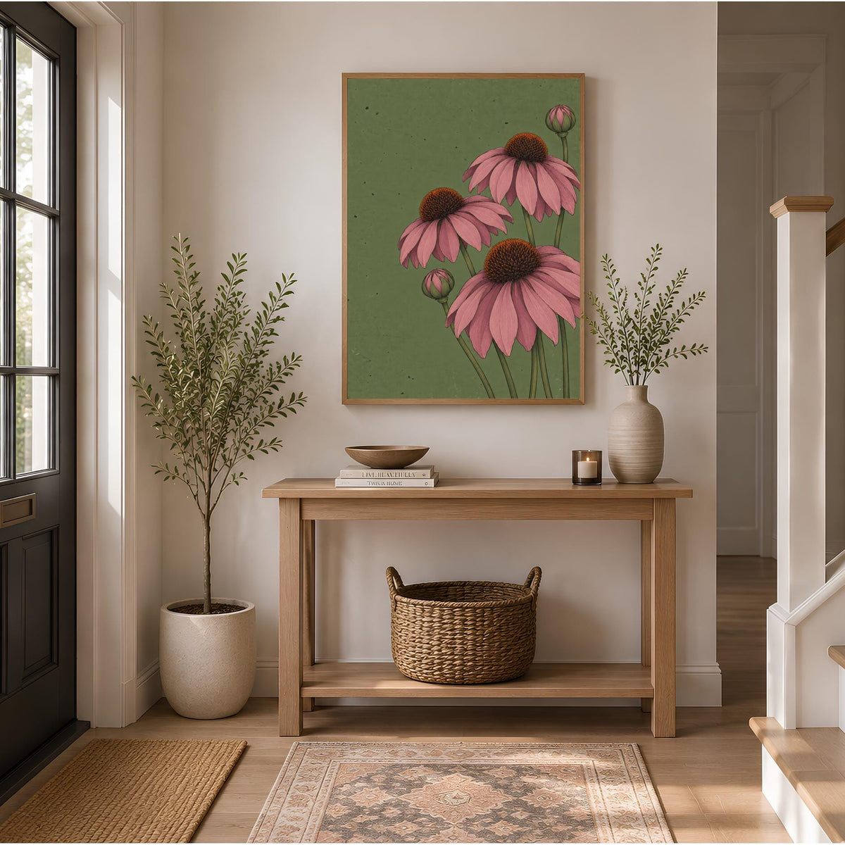 Echinacea Purple Coneflower Art Print | Vintage Botanical Wall Art
