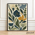 Botanical Art Print | Mid Century Modern Wall Art | Abstract Floral Poster