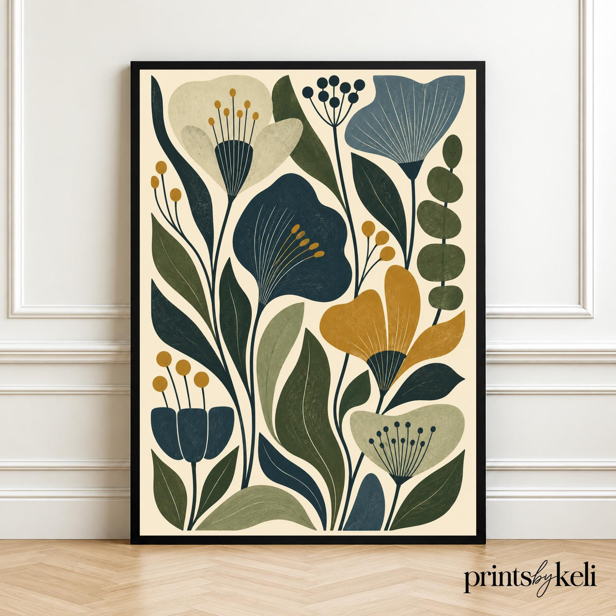 Botanical Art Print | Mid Century Modern Wall Art | Abstract Floral Poster