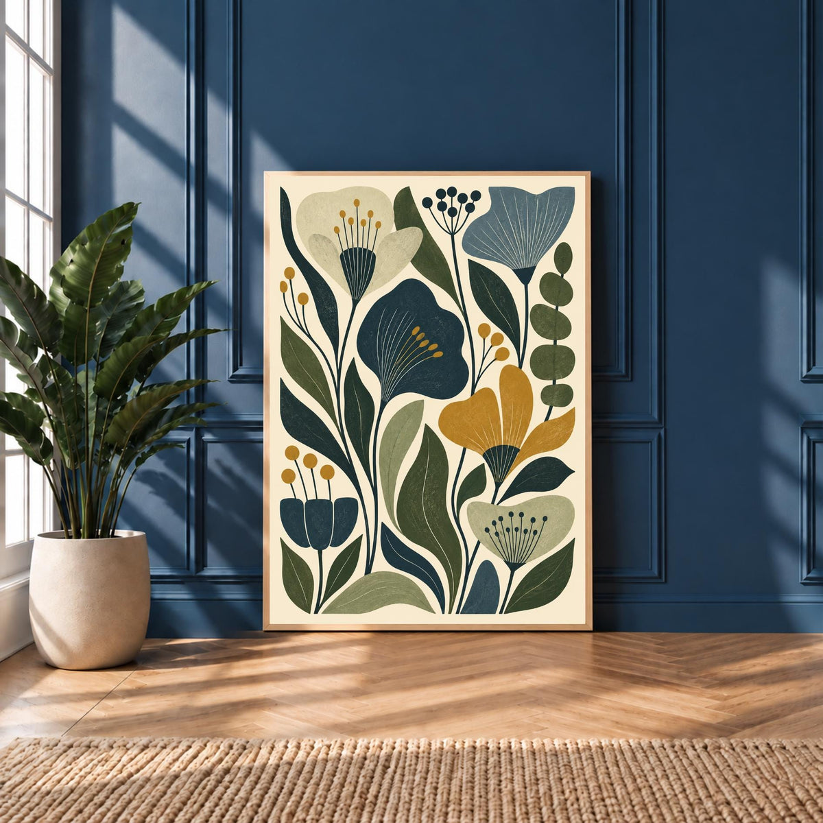 Botanical Art Print | Mid Century Modern Wall Art | Abstract Floral Poster