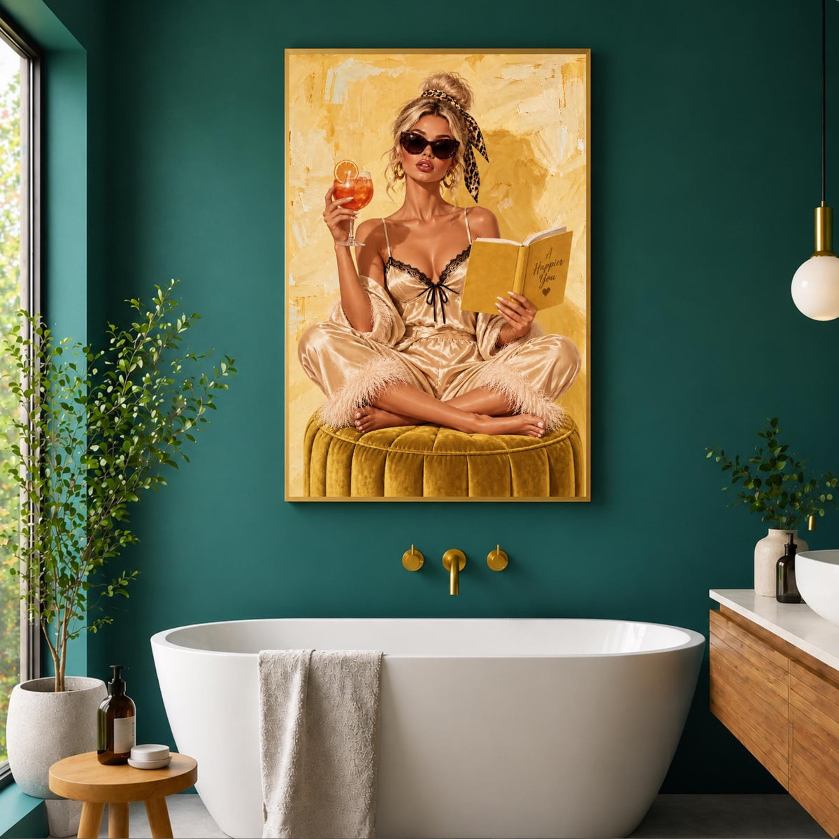 1950s Yellow Art Print | Retro Glamour Woman | Vintage Pin Up Wall Art