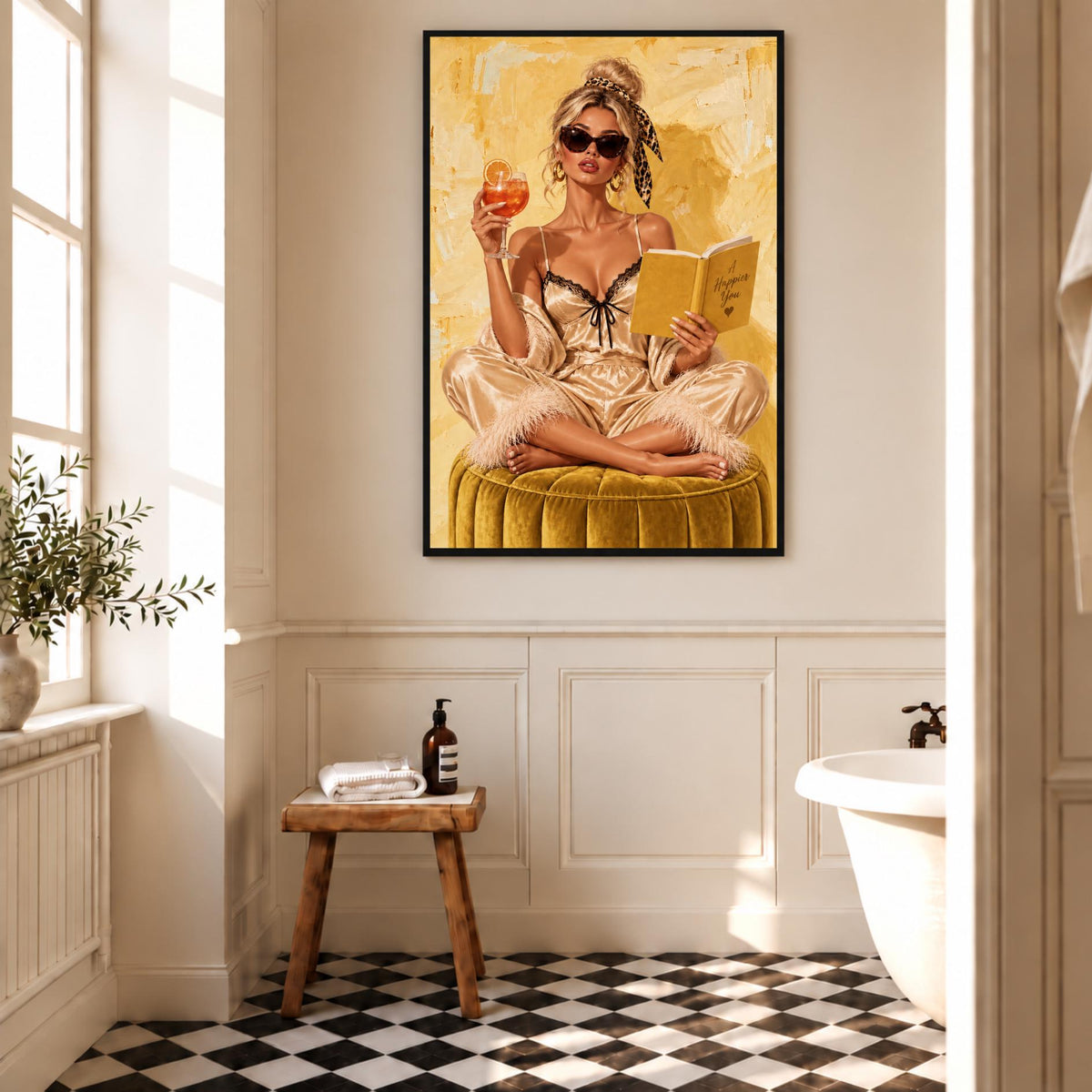 1950s Yellow Art Print | Retro Glamour Woman | Vintage Pin Up Wall Art
