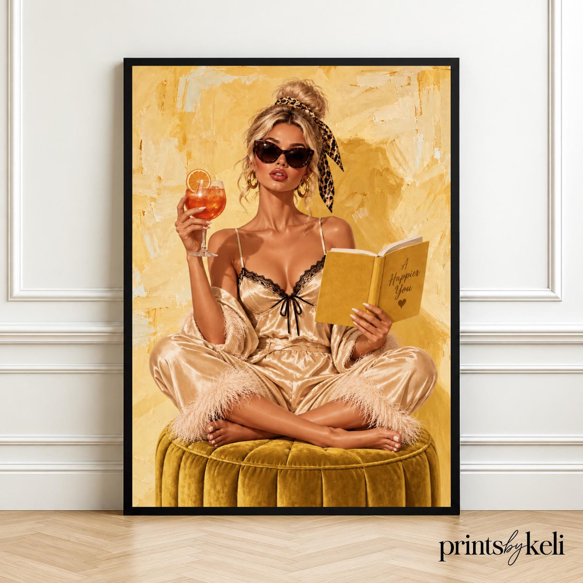 1950s Yellow Art Print | Retro Glamour Woman | Vintage Pin Up Wall Art