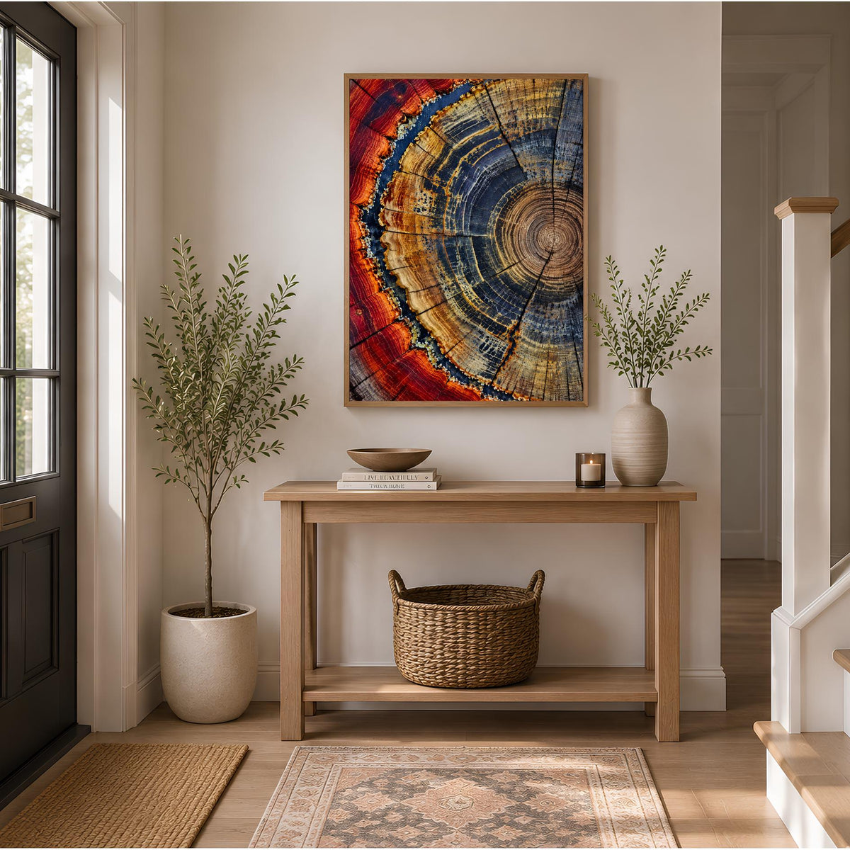 Abstract Tree Ring Print | Colorful Wood Slice Wall Art | Rustic Modern Home Decor | Nature Print