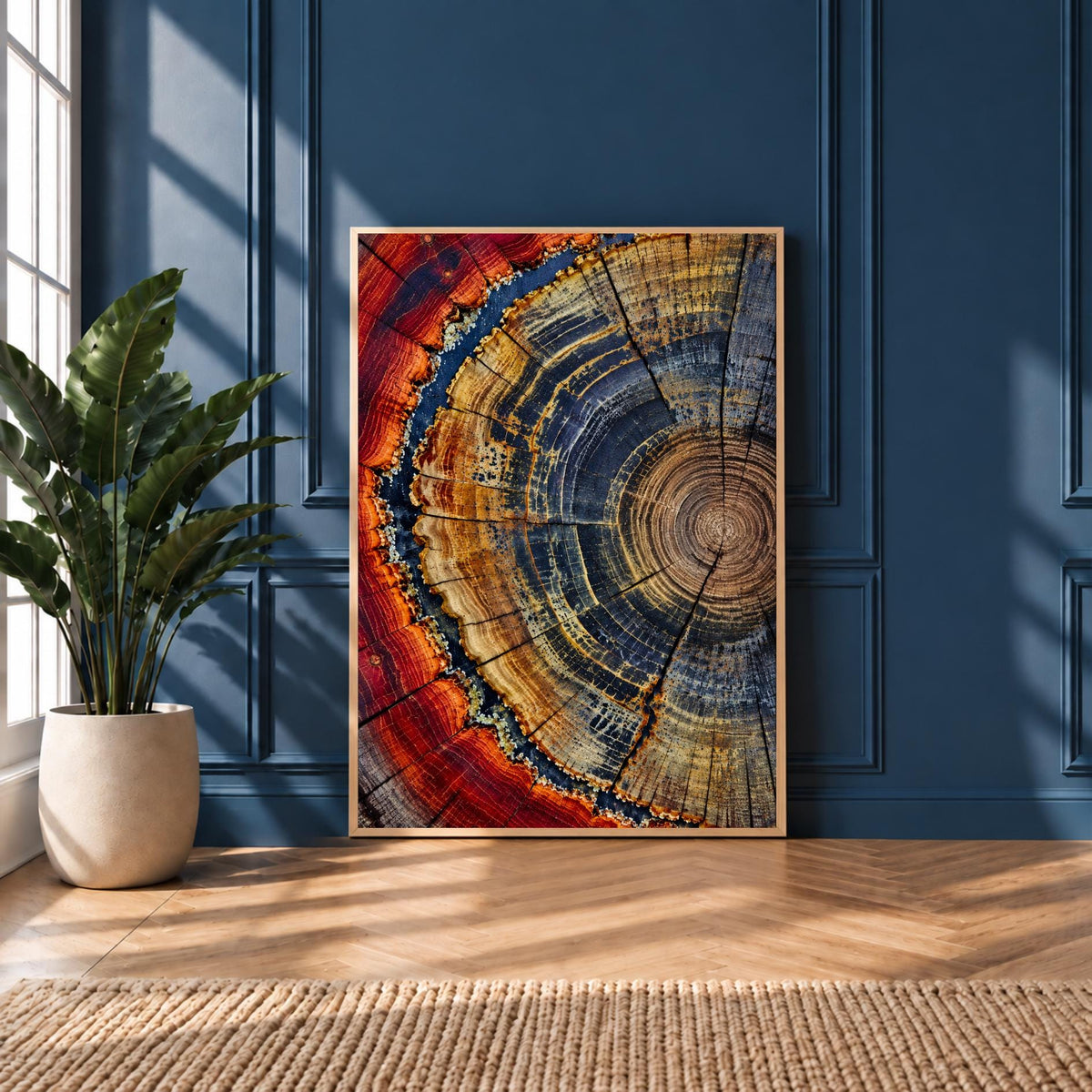 Abstract Tree Ring Print | Colorful Wood Slice Wall Art | Rustic Modern Home Decor | Nature Print