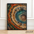 Tree Ring Wall Art | Teal Blue Wood Slice Print | Modern Nature Decor | Rustic Botanical Artwork | Organic Abstract Poster
