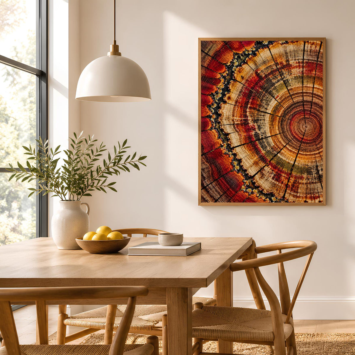 Tree Ring Art Print | Abstract Wood Slice Wall Art | Red Rust Gold Botanical Decor | Nature Inspired Wall Art | Modern Rustic Print