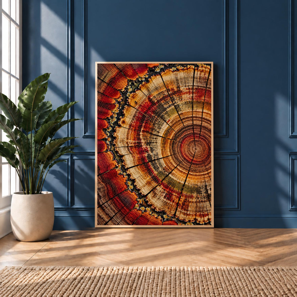 Tree Ring Art Print | Abstract Wood Slice Wall Art | Red Rust Gold Botanical Decor | Nature Inspired Wall Art | Modern Rustic Print