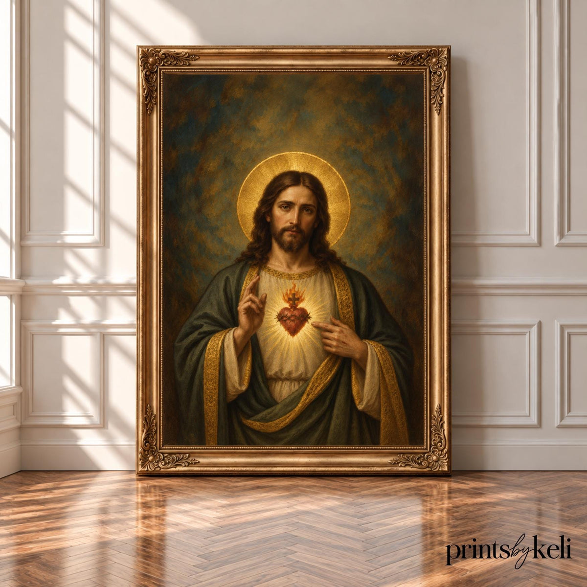 Sacred Heart of Jesus Wall Art | Christian Religious Print | Catholic Home Decor | Light of Compassion Artwork