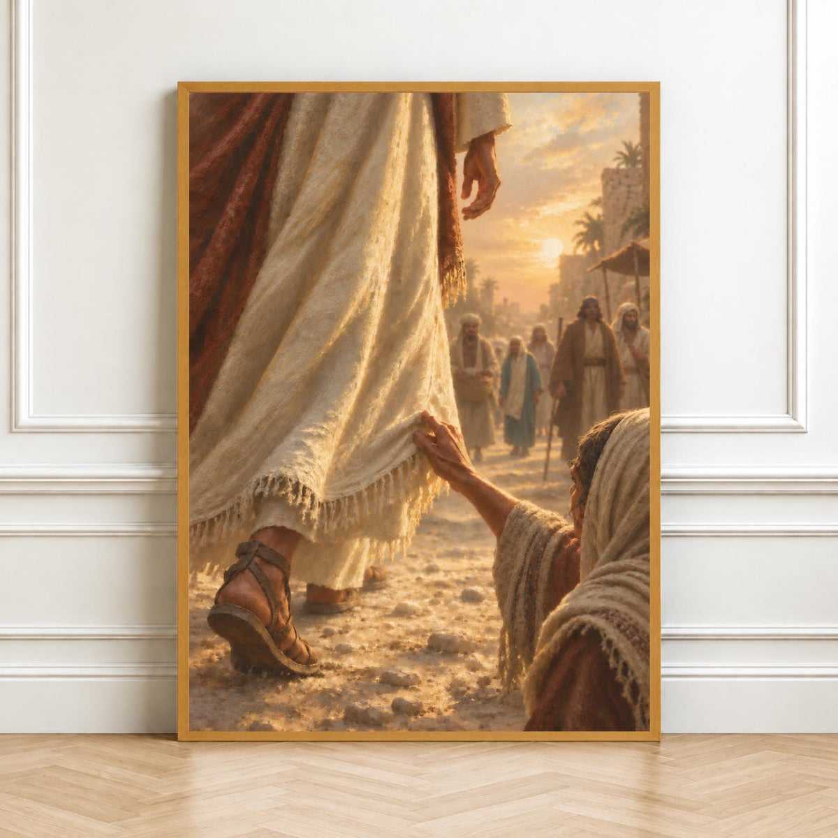 Jesus Art Print | Woman Touching His Robe | Christian Wall Art | Biblical Painting | Religious Decor | Faith Gift